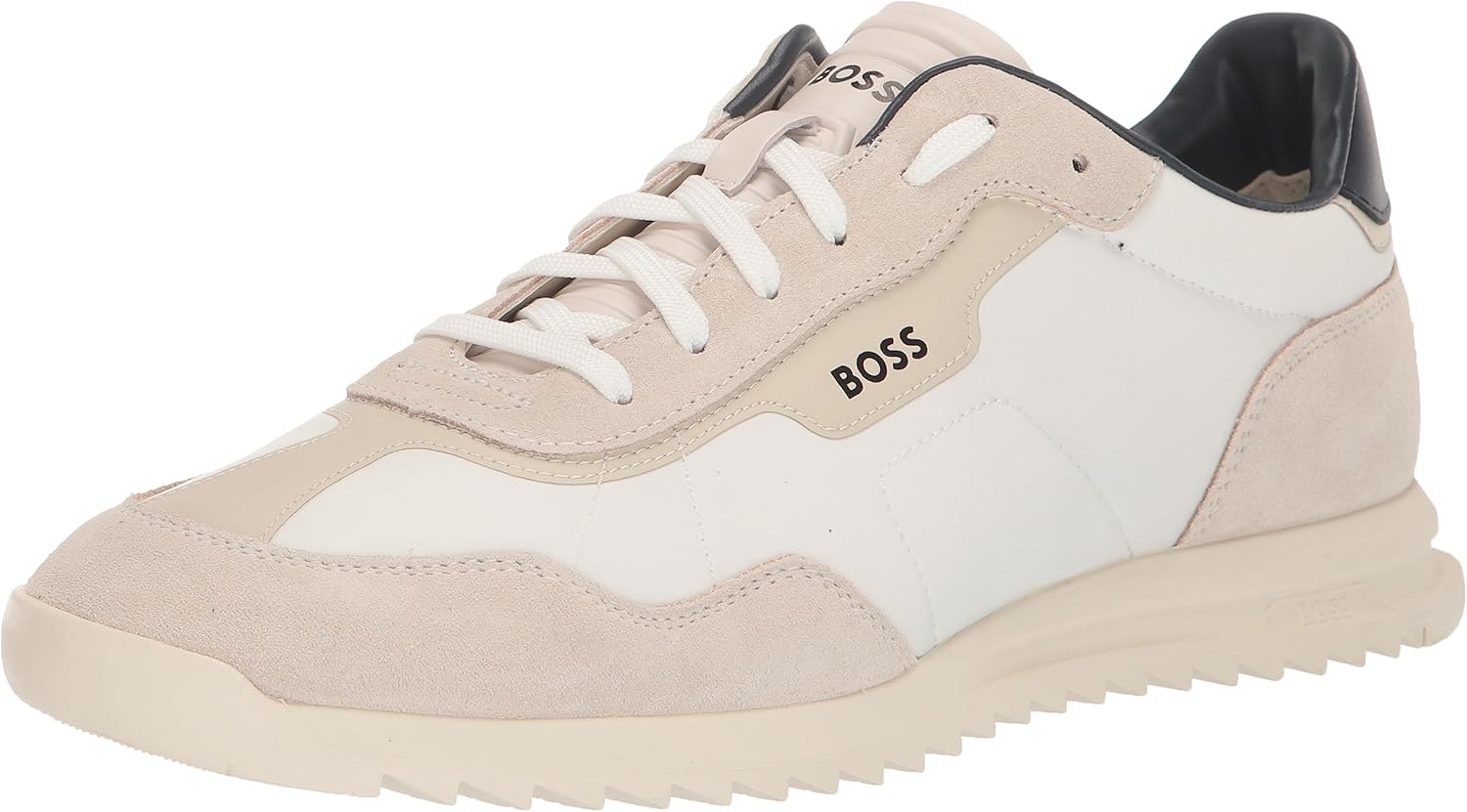

BOSS мужские кроссовки Zayn Low Profile из двухцветной замши и кожи, Off White/Cream White