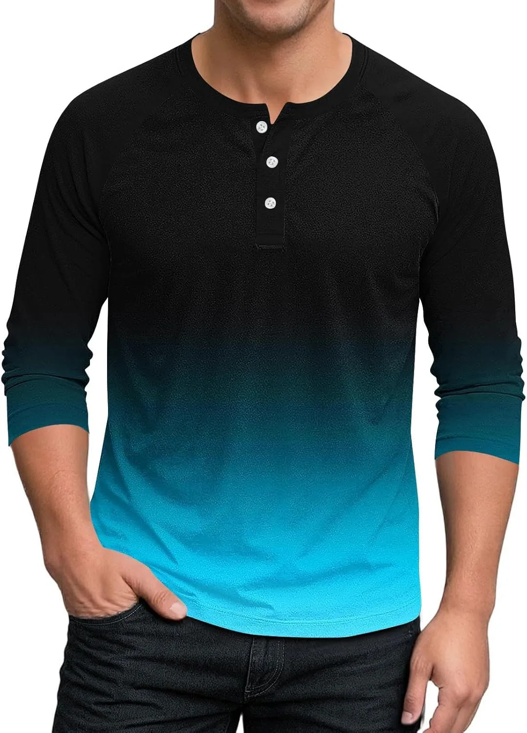 

Футболка для мужчин Ombre с длинным рукавом и пуговицами Xiaojmake