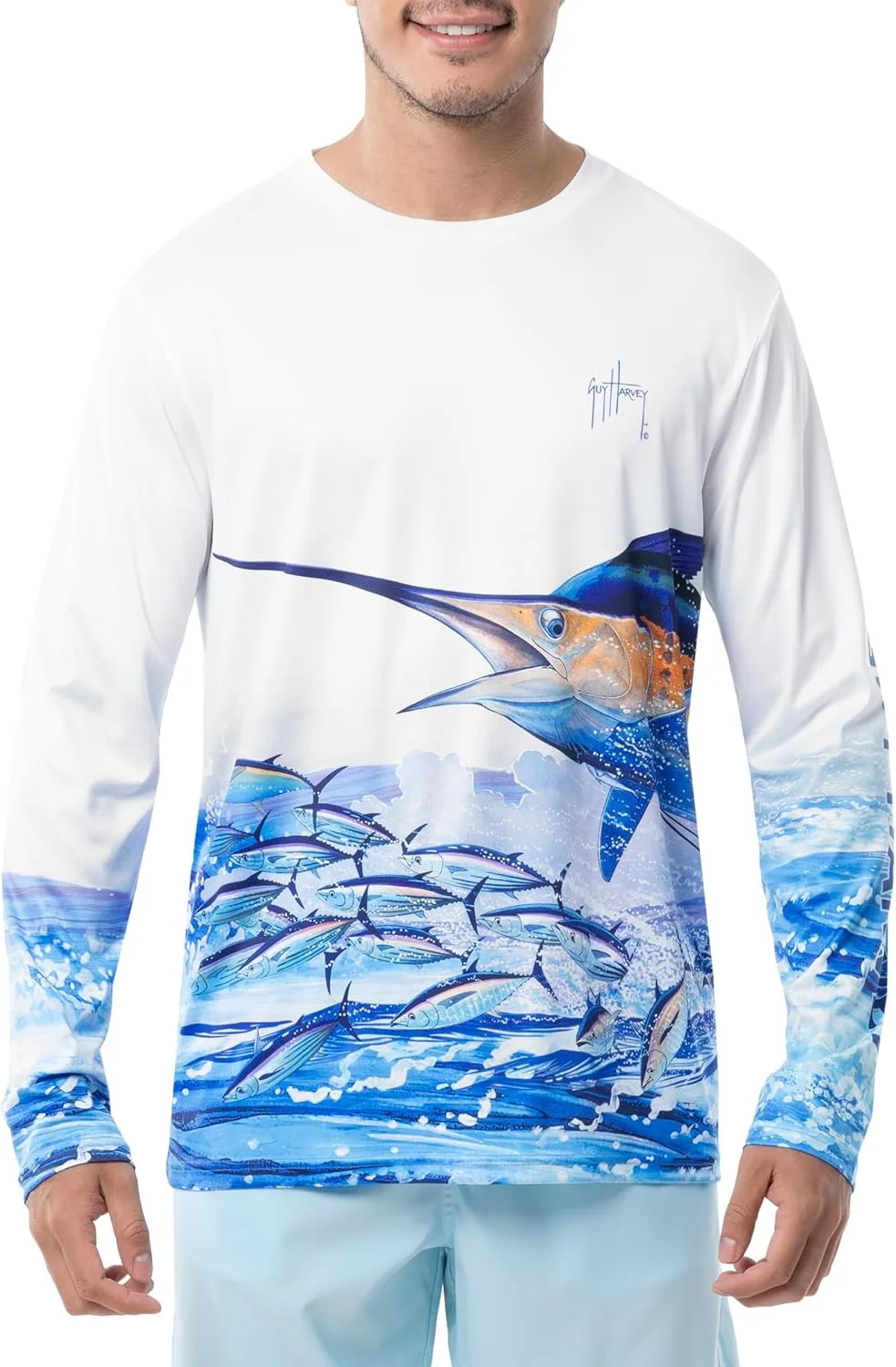 

Мужская футболка с длинным рукавом Guy Harvey Performance с защитой от солнца UPF 30+