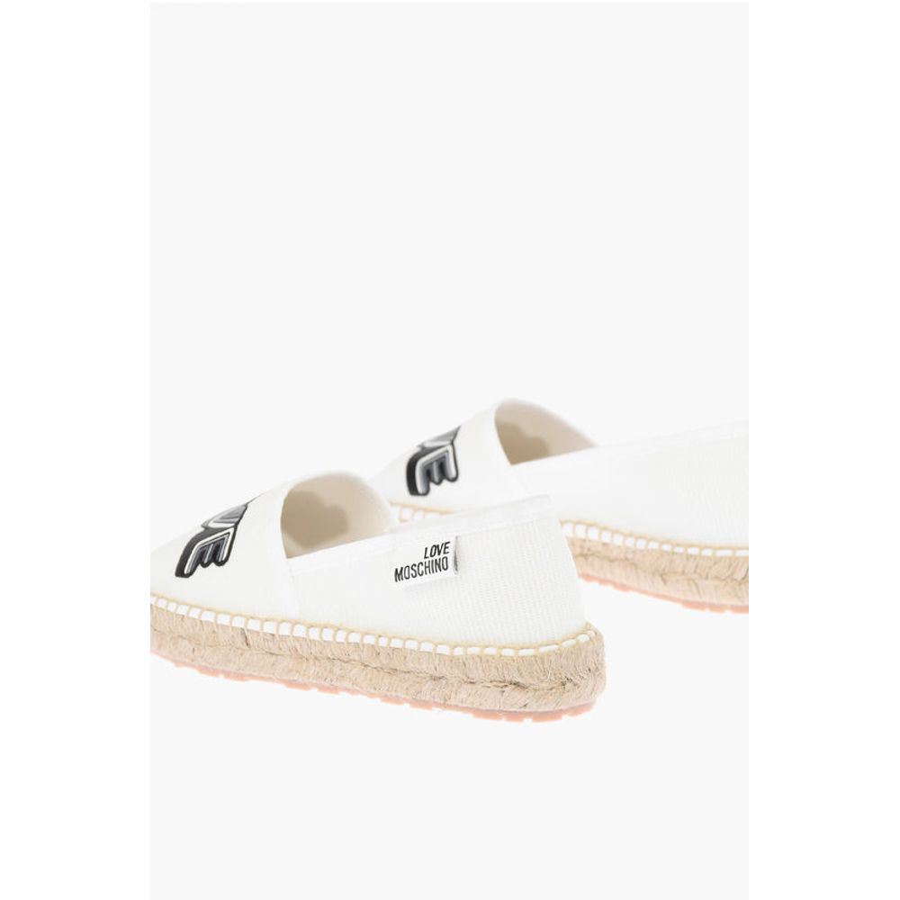 Эспадрильи LOVE из сетки с логотипом и подошвой из рафии Moschino, White — фото 2