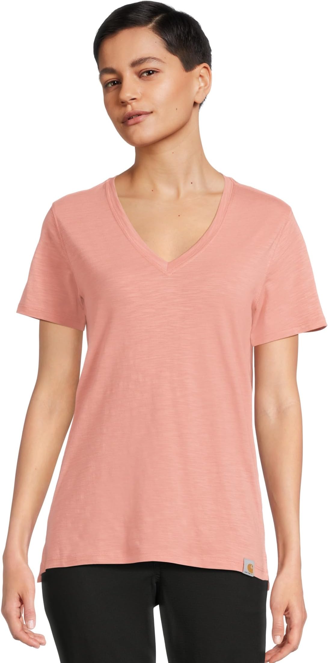 

Футболка Carhartt TENCEL Fiber Series Relaxed Fit Short-Sleeve Vneck T-Shirt, цвет Rose Tint Slub