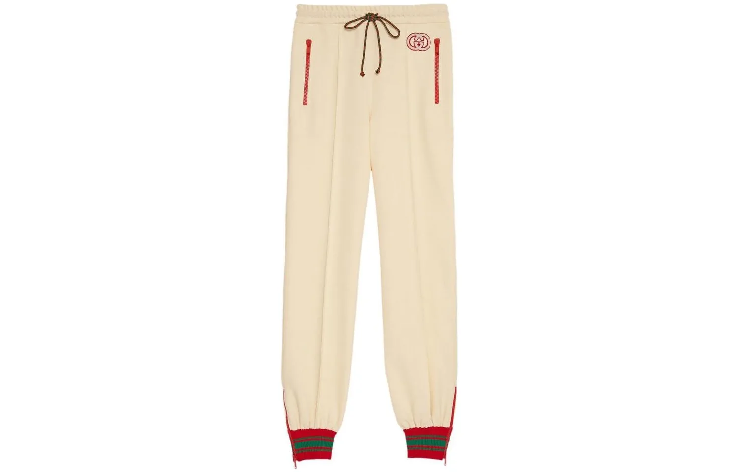Брюки спортивные вязаные женские GUCCI SS23, комфортный крой, кремово-белые — фото 3