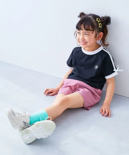 Детская футболка с лентой и боковыми линиями devirock Ribbon Side Line черная — фото 3