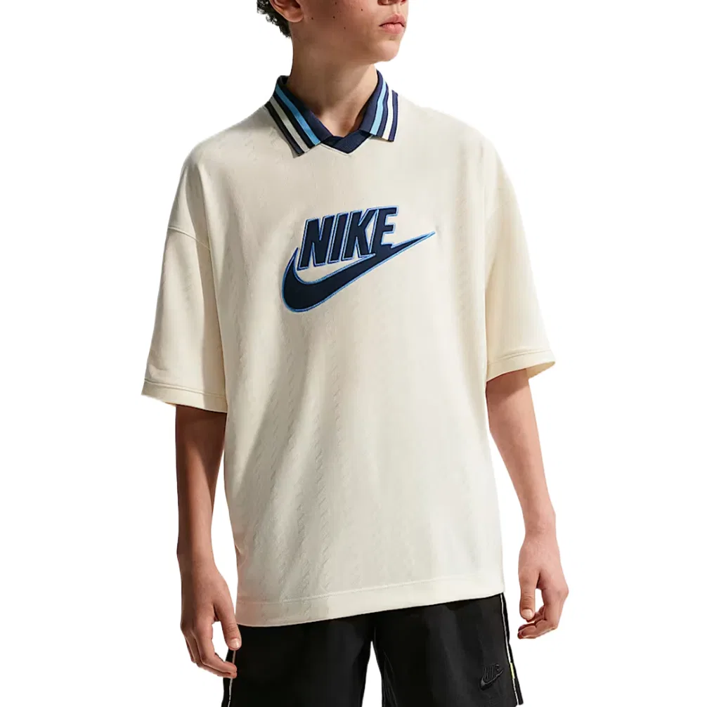 Детская футболка с отложным воротником Nike Pearl Gray/Dark Navy Blue