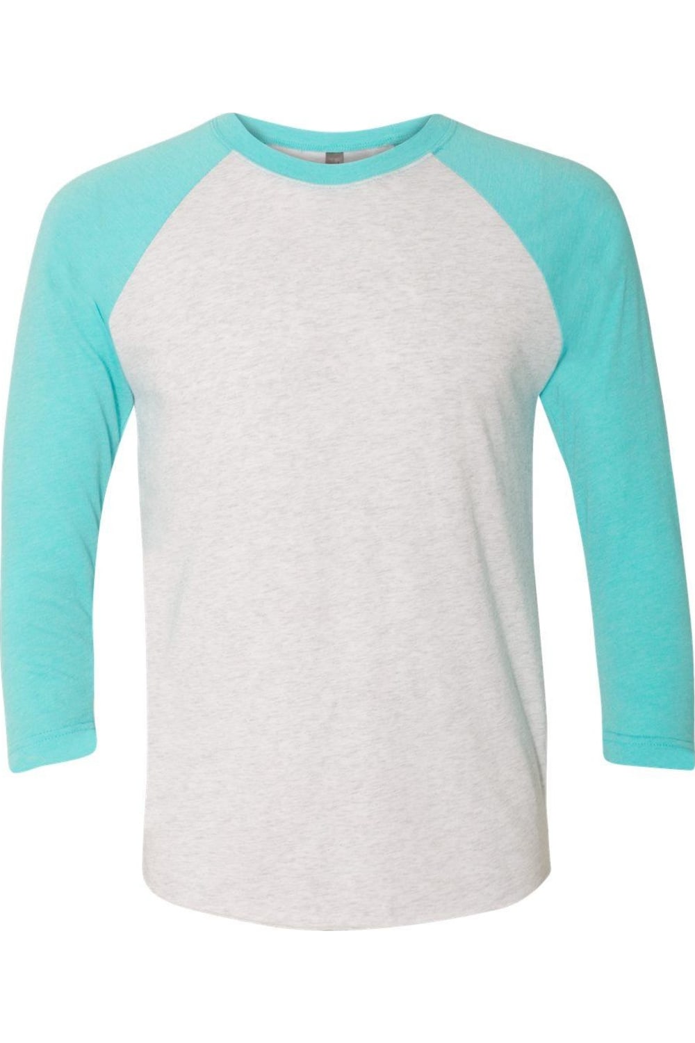 

Футболка унисекс Triblend с рукавами реглан три четверти Next Level, цвет tahiti blue sleeves/ heather white body
