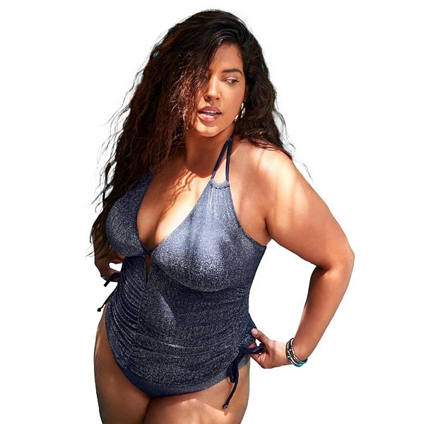 

Женский регулируемый топ-танкини с блестками Swimsuits For All, Navy