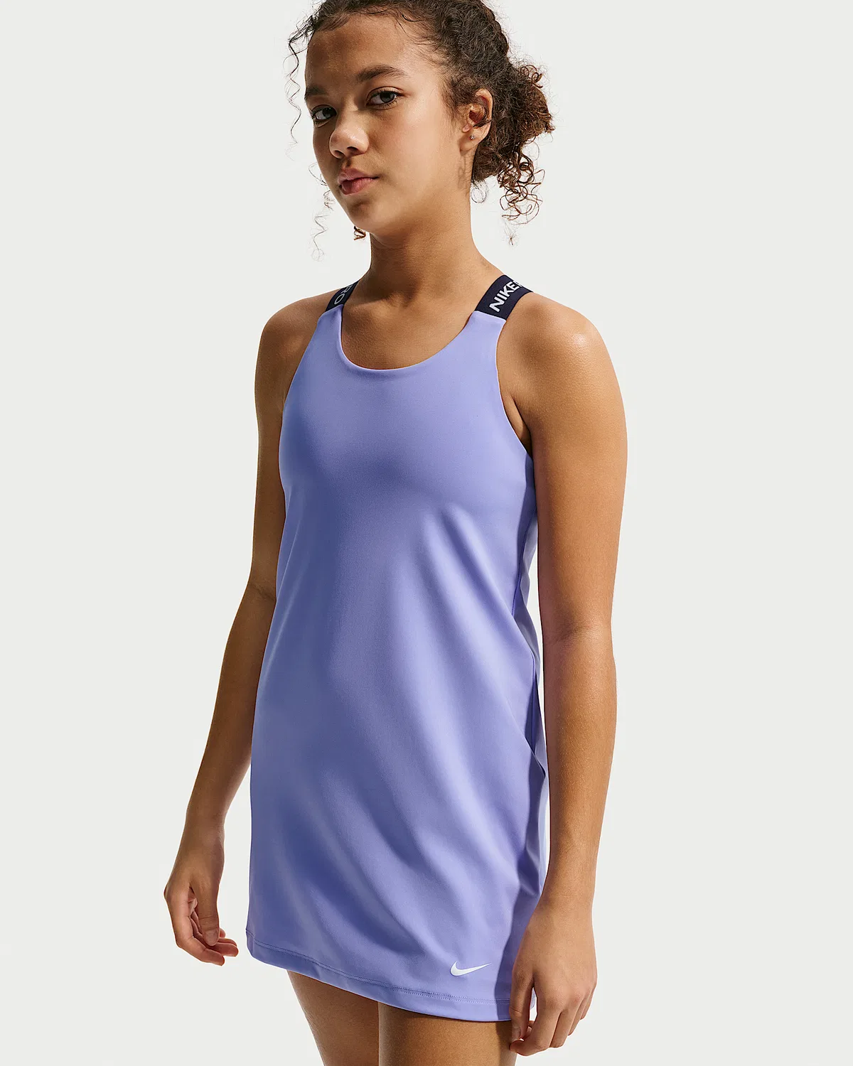 Детская (для девочек) тренировочная куртка Nike Pro Dri-FIT с полузамком, Light Thistle/Black/White — фото 2