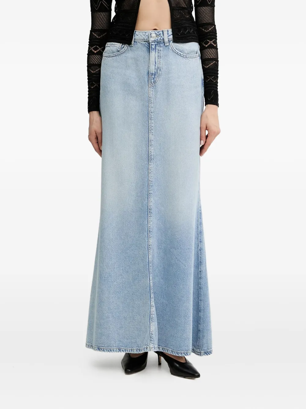 

Расклешенная джинсовая юбка с завышенной талией GUESS USA, синий