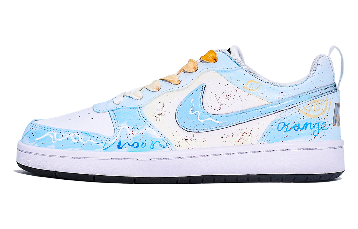 

Nike Court Borough Sea Salt Bubbles Low top детские скейтбординг кроссовки Blue White Yellow