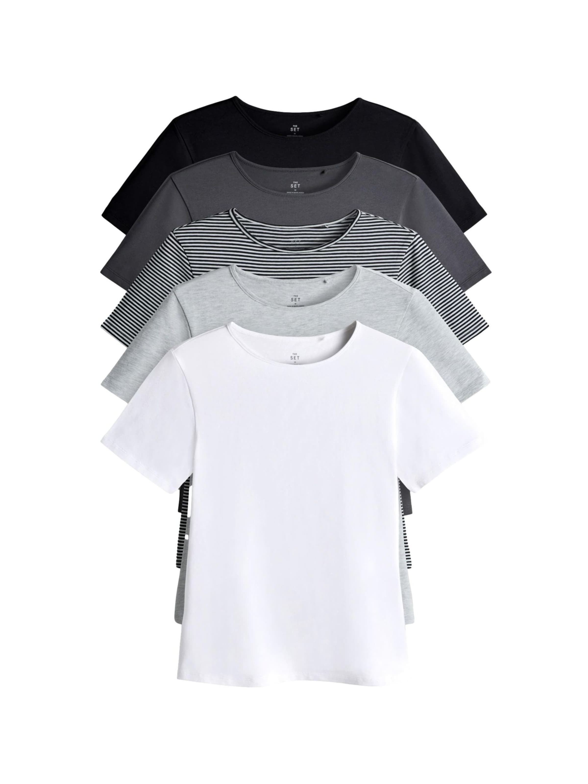 

The Set Футболка в цветах Dark Grey, Mottled Grey, Black, White, Белый, The Set Футболка в цветах Dark Grey, Mottled Grey, Black, White