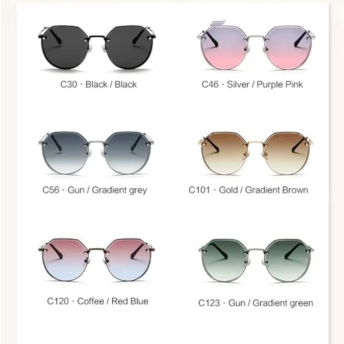 

Солнцезащитные очки в многоугольной оправе 2026 года для женщин и мужчин, металлические винтажные очки для вождения на открытом воздухе MTZJH, Gradient Grey