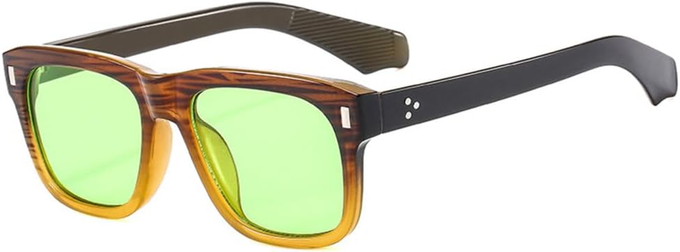 

Модные солнцезащитные очки для женщин с прозрачными линзами цвета морской волны, винтажные очки с заклепками, панк-стиль для мужчин, трендовые зеленые солнцезащитные очки TYUVIVO, Brown Striped Green