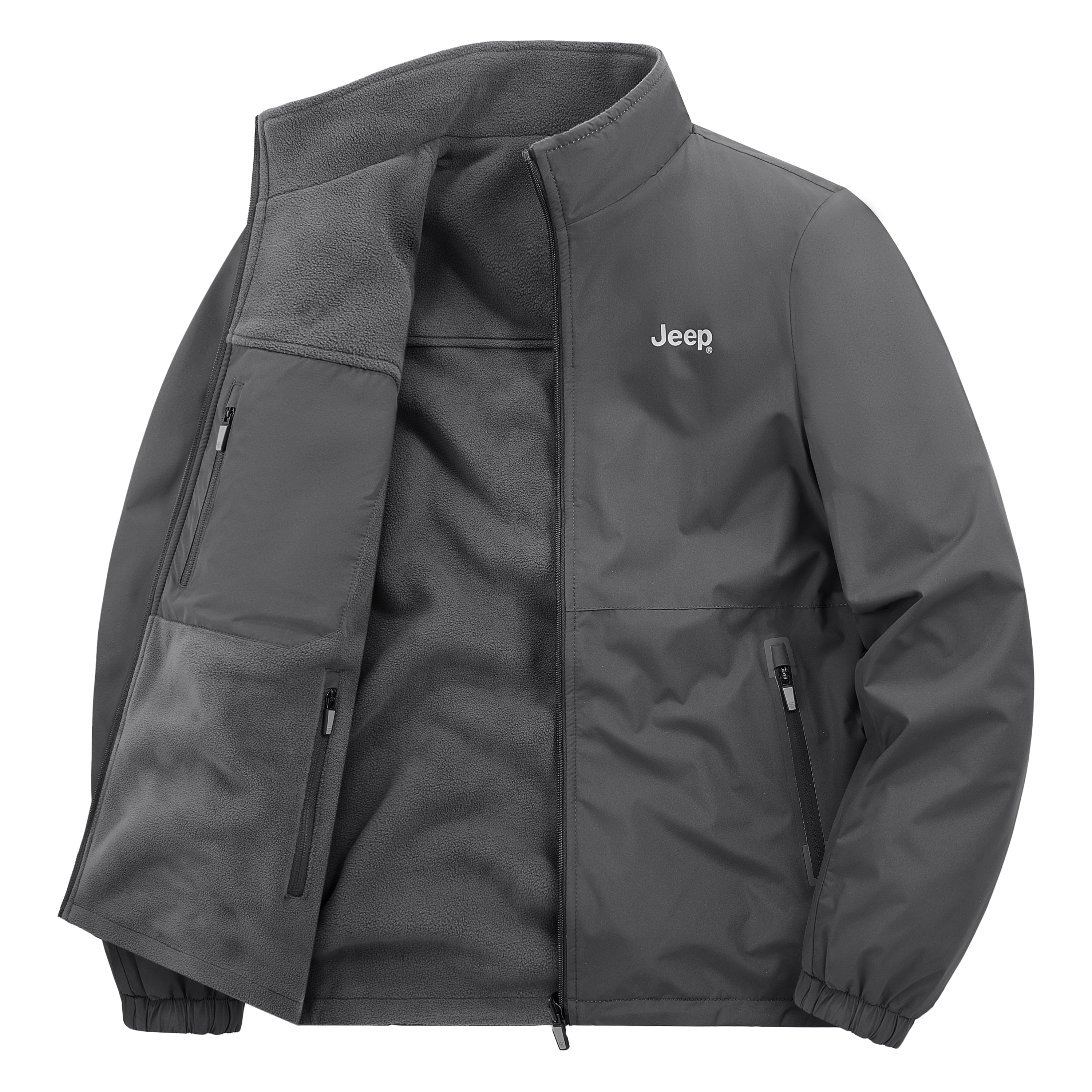 

Куртка Unisex Stand Collar Fleece lined Jeep, темно-серый