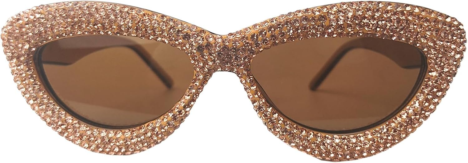 

Willochra Модные солнцезащитные очки «кошачий глаз» со стразами для женщин, блестящие, модные, с кристаллами, для вечеринок, сверкающие, с бриллиантами, женские, Brown