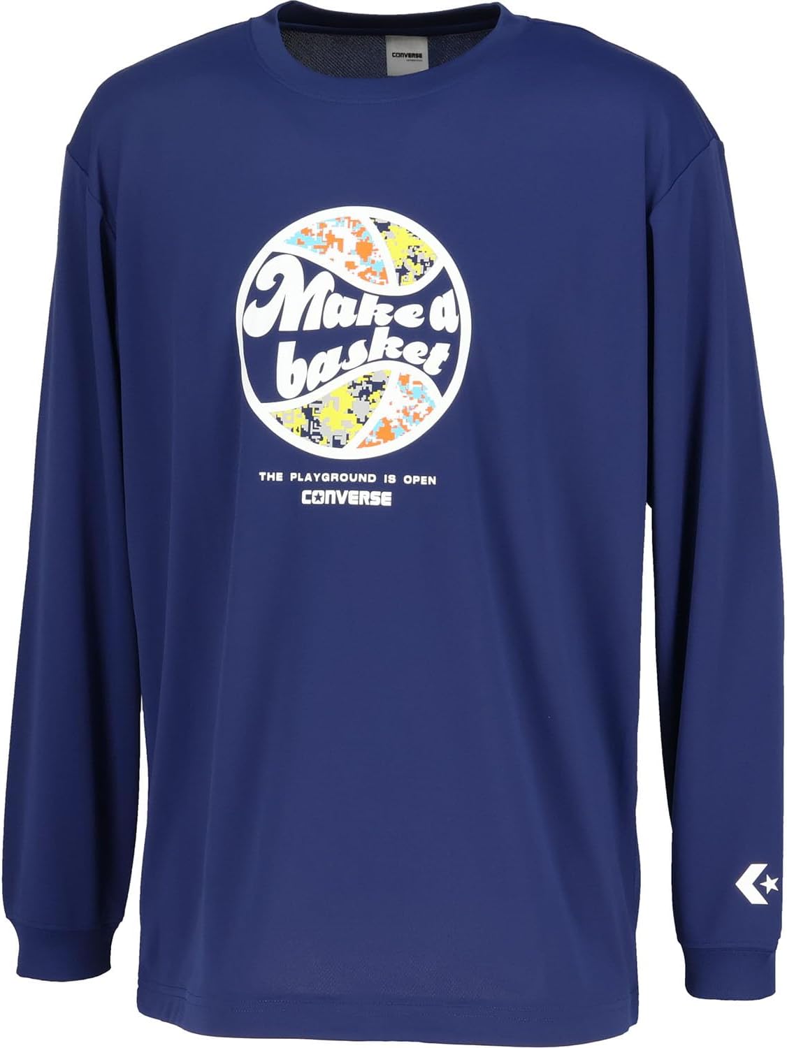 

Баскетбольная футболка с длинным рукавом Converse CB252366L, с принтом, влагоотводящая, быстросохнущая, унисекс, темно-синий