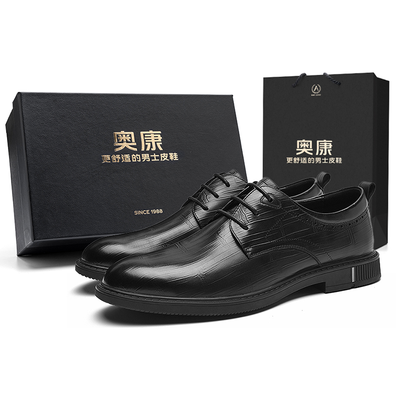 

AOKANG Мужские туфли черные дерби, цвет Black (Standard Leather Shoe Size)
