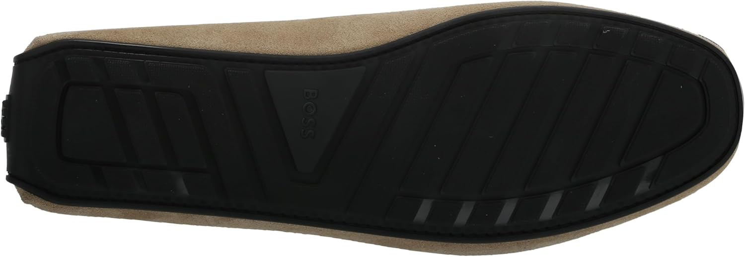 Мужские лоферы BOSS из гладкой замши без застежек, Light Sand — фото 4