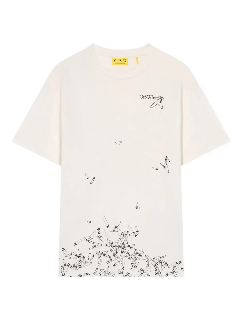 

Футболка с графическим логотипом и булавками Off-White Kids, белый
