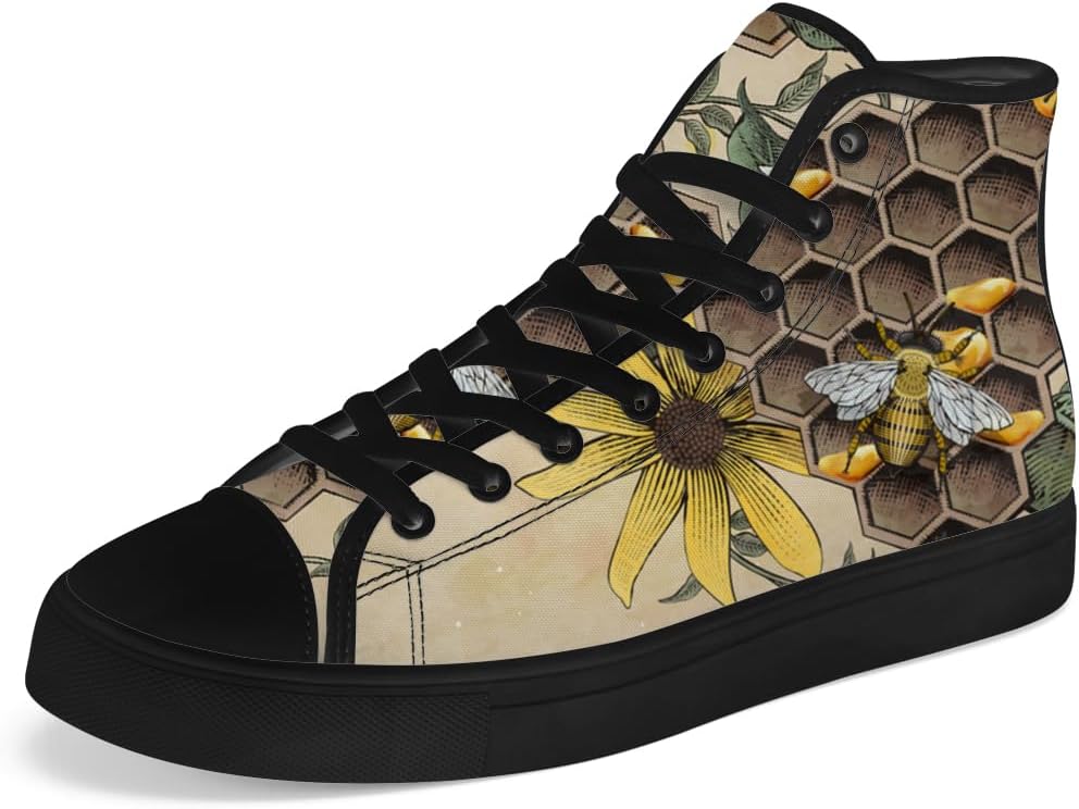 

Мужские и женские высокие кеды Chebing с пчелой, тканевые кроссовки на шнуровке, повседневная обувь, 612 Brown