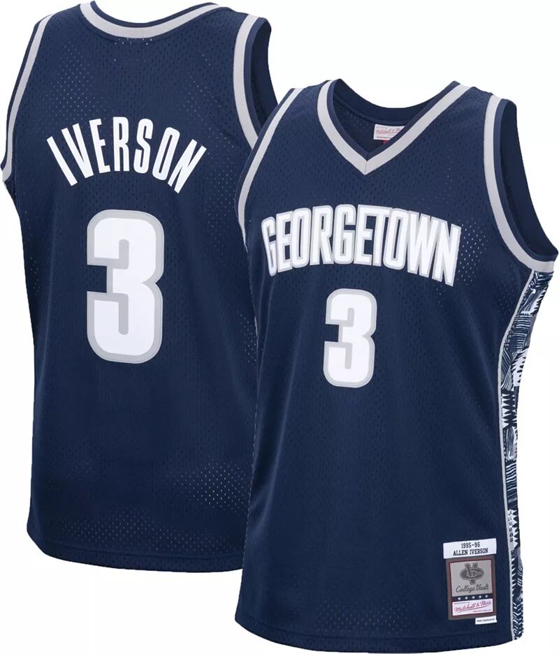 

Мужская темно-синяя майка Mitchell & Ness Georgetown Hoyas Allen Iverson № 3 '95-'96 Swingman