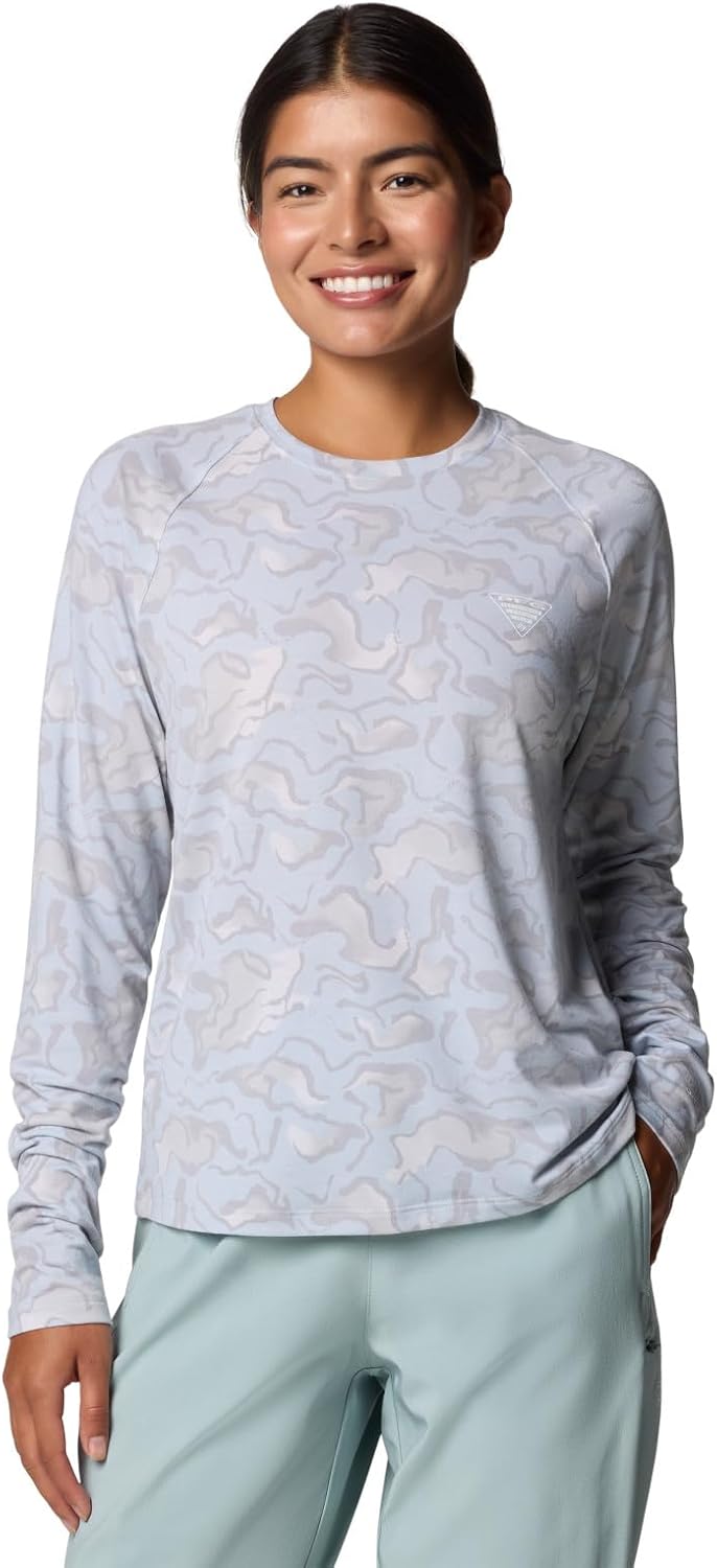 

Columbia Womens PFG Uncharted Knit Long Sleeve, Nimbus Grey Swamplands