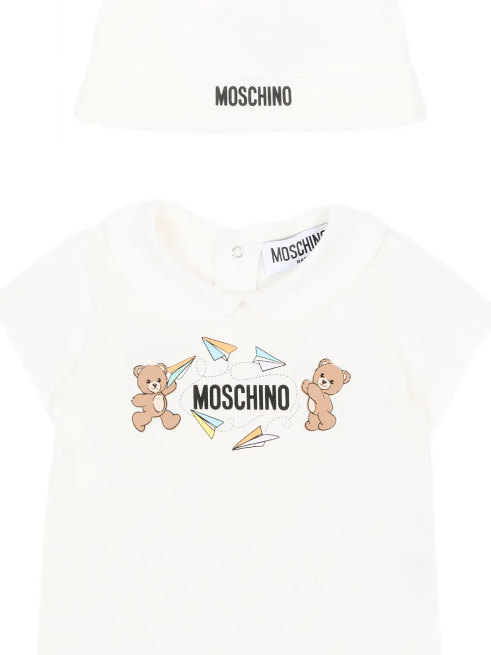 Комплект боди с изображением мишки Moschino Kids, белый — фото 3
