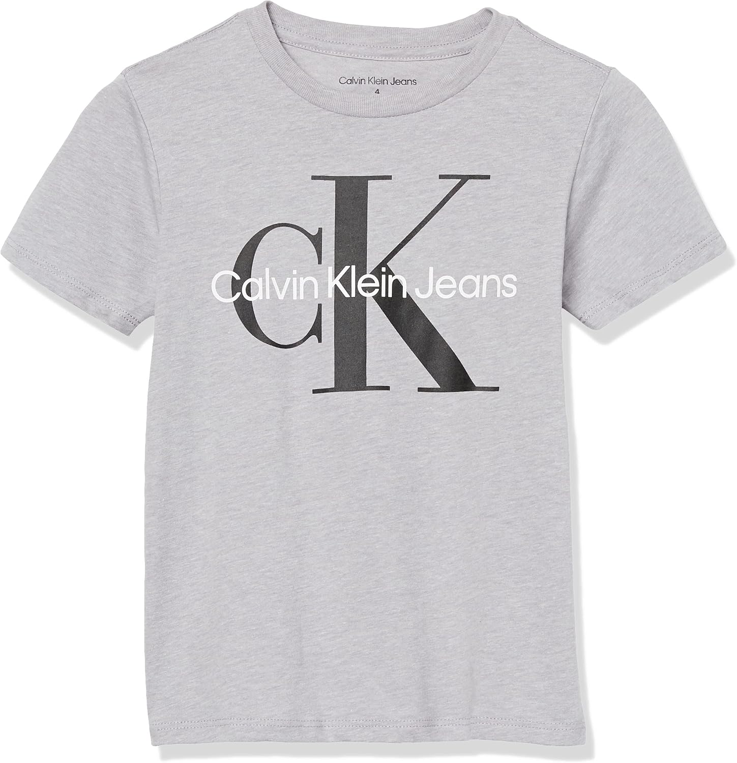 

Футболка Calvin Klein Boys с коротким рукавом и круглым вырезом, мягкая, удобная, свободного кроя., Classic Mono Grey Heather