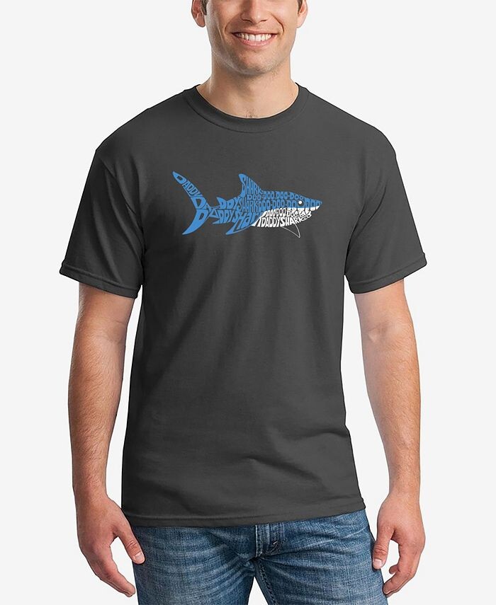 

Мужская футболка Daddy Shark Word Art с коротким рукавом LA Pop Art, серый