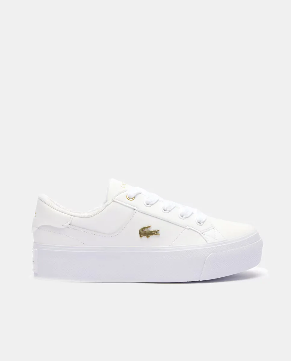 Женские низкие кожаные кроссовки Ziane Platform в форме шлема Lacoste, белый