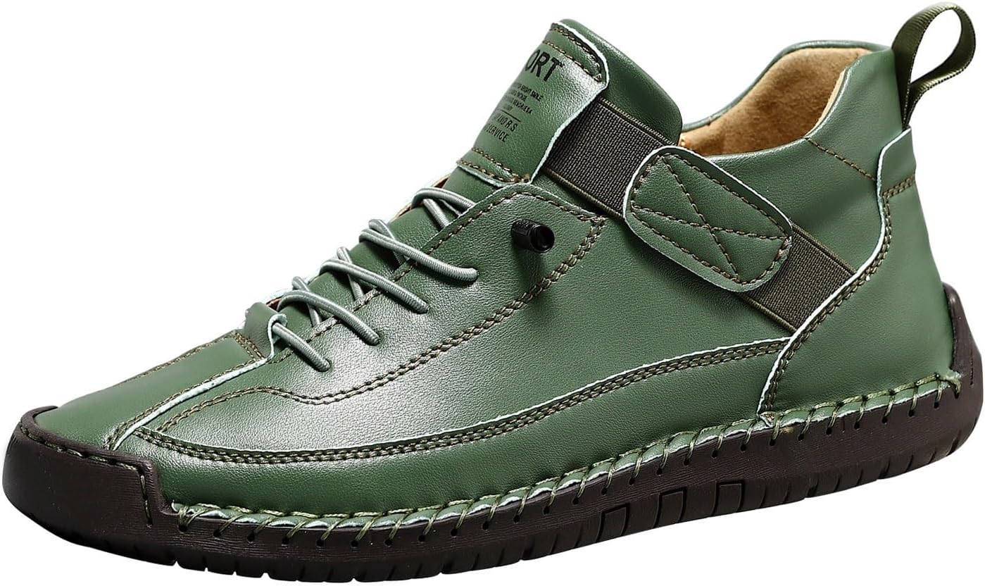 

Мужские повседневные кожаные модные кроссовки, ботинки средней высоты, туфли для прогулок и вождения, ботинки типа чукка до щиколотки, легкие лоферы Generic, зеленый