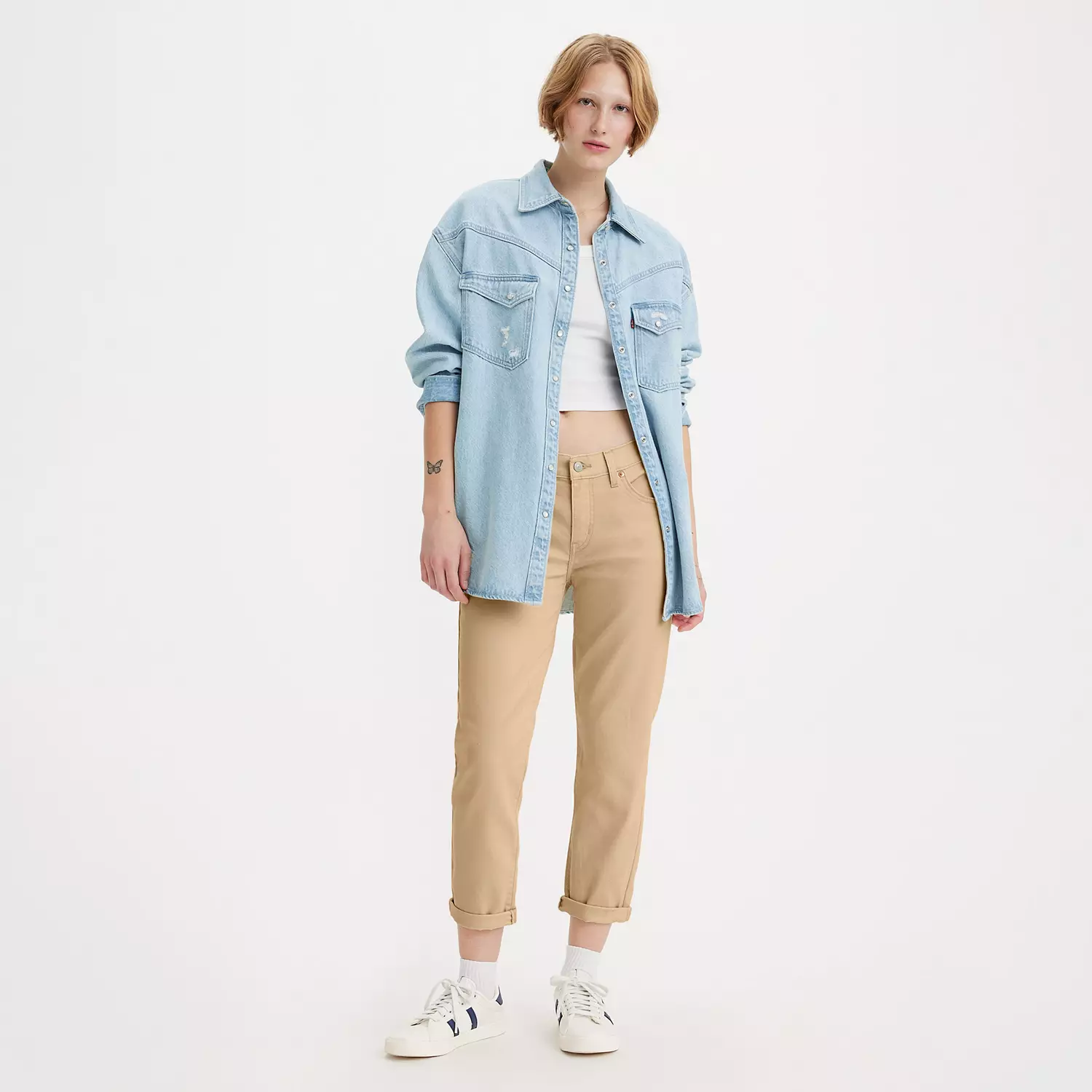 

Женские джинсы-бойфренды со средней посадкой Levi's, хаки
