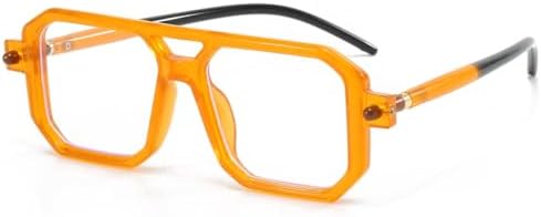 

Винтажные квадратные модные солнцезащитные очки с двойным дужком, зеркало в виде пудинга из тофу, уличная фотосессия, плоское зеркало, женские MTZJH, Orange Transparent