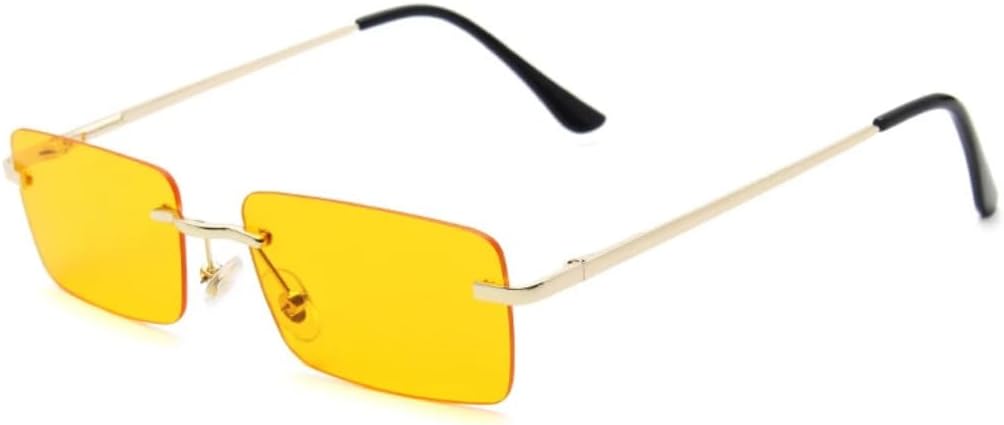 

Солнцезащитные очки с защитой UV400 | Без оправы, металлические градиентные линзы в стиле панк | Для женщин и мужчин, для занятий спортом на открытом воздухе и вождения DSVIGF, Gold-yellow