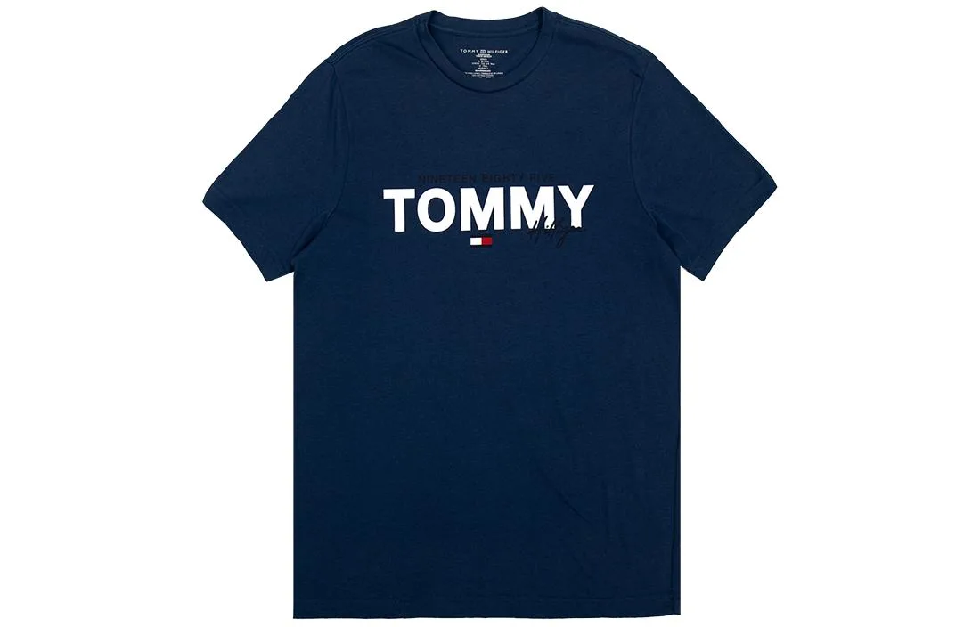 Футболка мужская с круглым вырезом умеренного прямого кроя Tommy Hilfiger, темно-синий