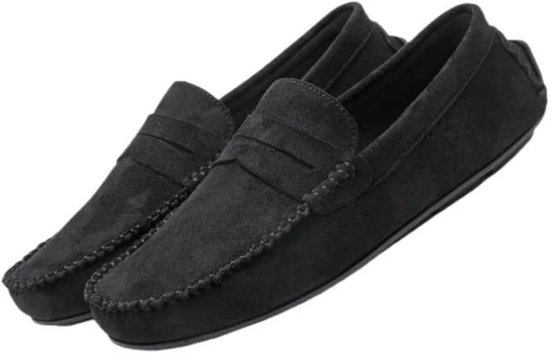 

Стильные и удобные мужские лоферы, прочная и противоскользящая повседневная обувь, с круглым носком и верхом из ПУ, мягкой подошвой, подходят для офиса и повседневной носки Hoalox, черный