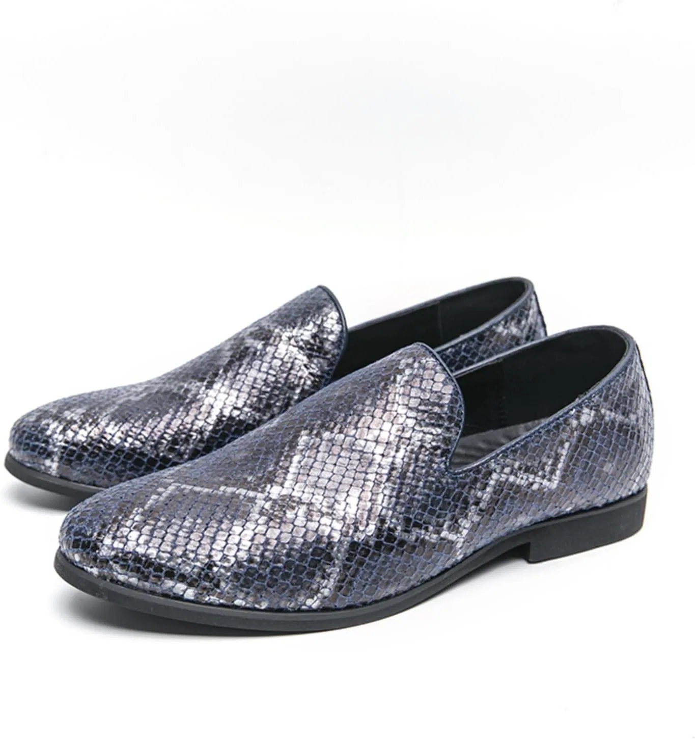 Мокасины мужские с узором змеиной кожи, Loafers, синий YRZHGDL — фото 3