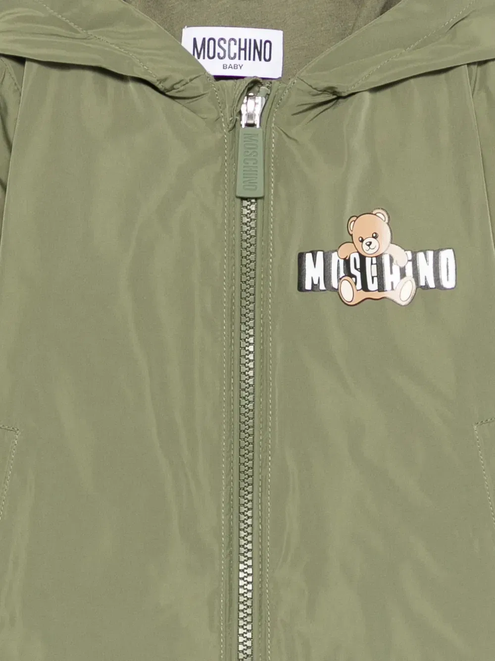 Куртка с капюшоном и принтом Moschino Kids, зеленый — фото 3