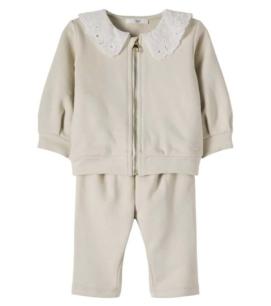 Детский хлопковый комплект: кардиган и штанишки Chloé Kids, желтый