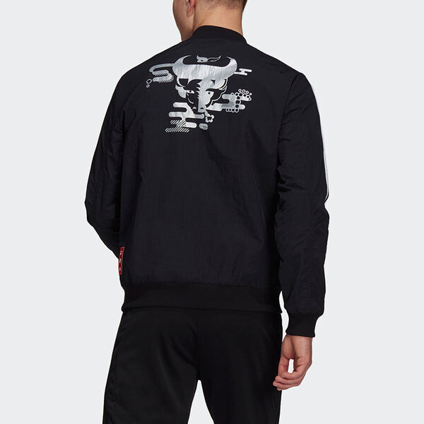 Куртка adidas Real Cny Bomber Series Real Madrid Soccer/Football Sports Jacket Black, черный — фото 3