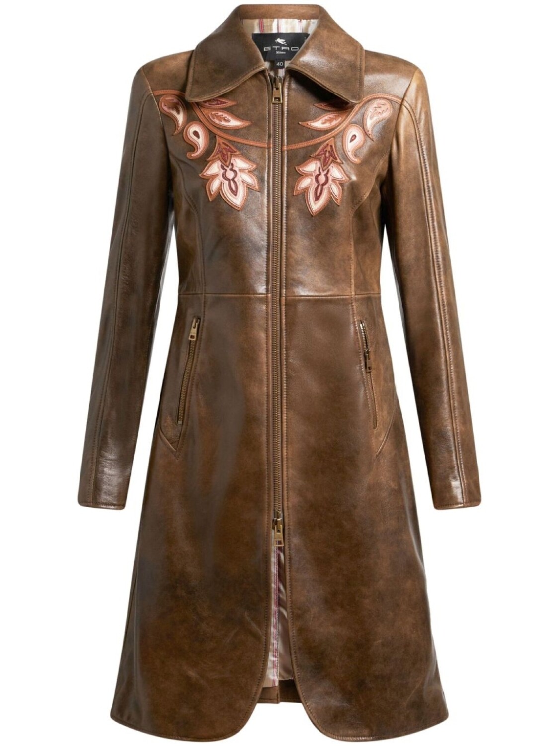 

ETRO кожаное пальто, коричневый