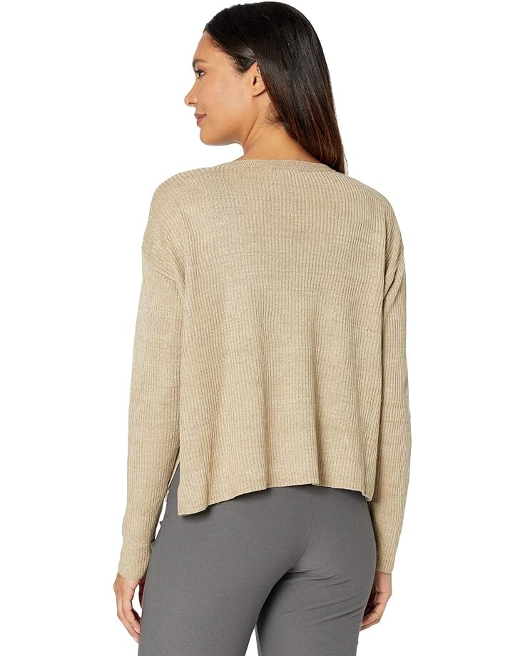

Свитер Eileen Fisher Organic Linen Delave Round Neck Pullover, хаки