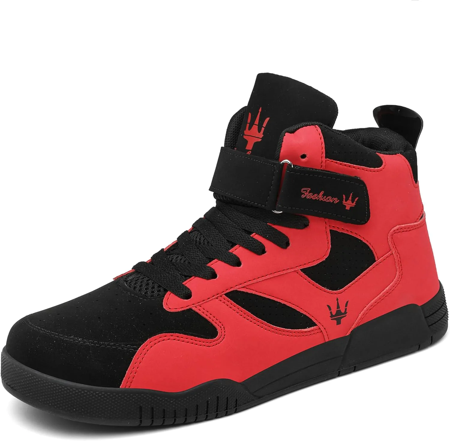 

Мужские модные высокие кеды FZUU из кожи для улицы и спорта, черный/красный