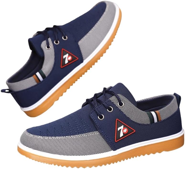 

Мужские повседневные кроссовки Hhhchpm с шнуровкой, удобные, с нескользящей подошвой и дышащим верхом из ткани, для ходьбы и вождения, на все сезоны, синий