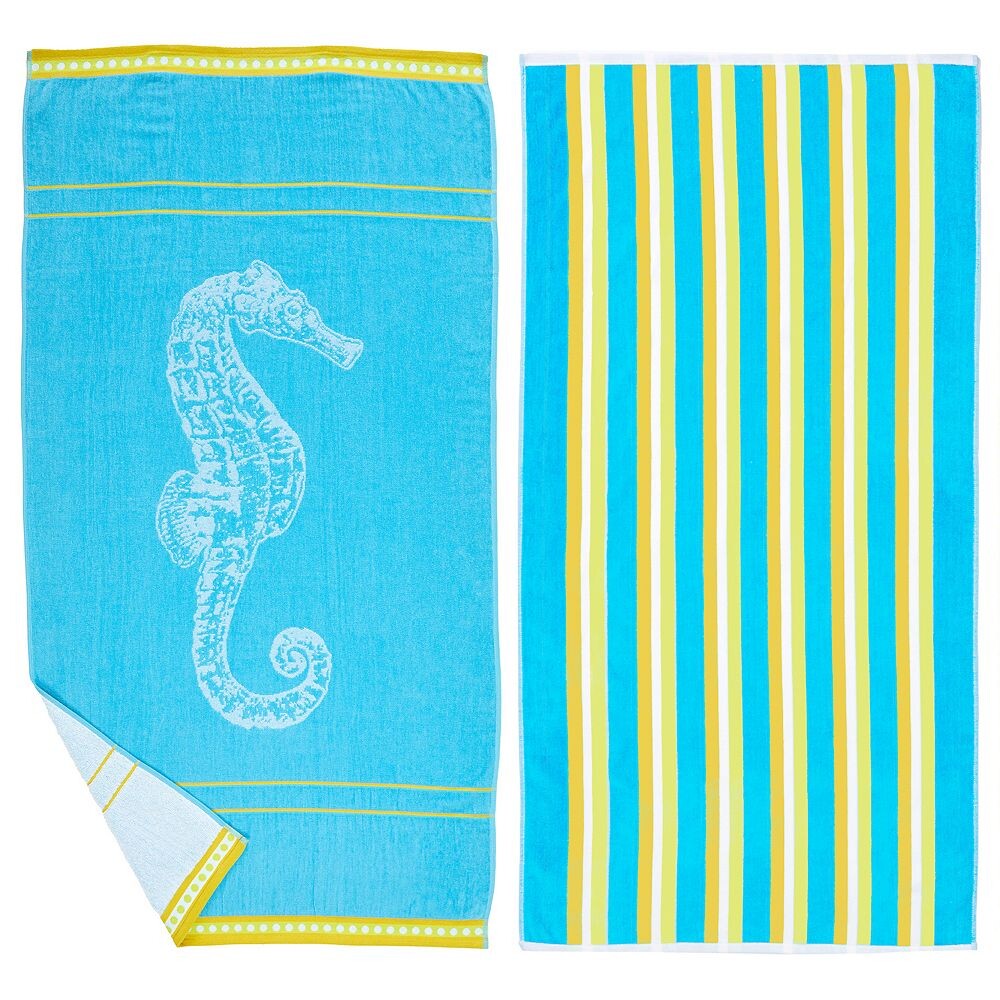 

Набор из 2 пляжных полотенец Madelinen Playa с рисунком, цвет Seahorse Blue Yellow
