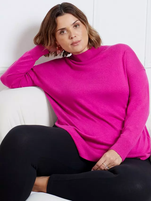 

Джемпер Live Unlimited Curve Mock Neck Cashmere Blend, розовый
