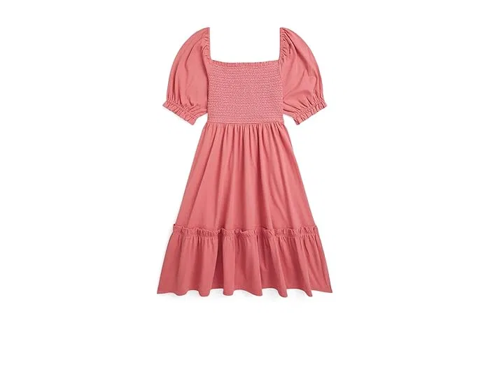 Платье хлопковое Smocked Cotton Jersey Dress Polo Ralph Lauren Kids, Desert Rose — фото 2