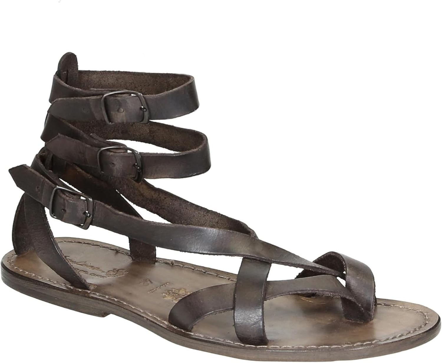 

Мужские кожаные сандалии Gianluca, Итальянские ручной работы, стиль гладиатора, подошва с заземлением, европейская посадка, изготовлены во Флоренции, Италия Gianluca - L'Artigiano Del Cuoio, Mud