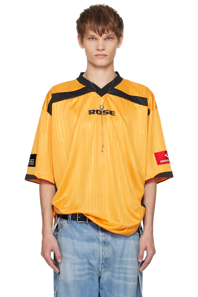 

Martine Rose Желтая футболка для регби с принтом