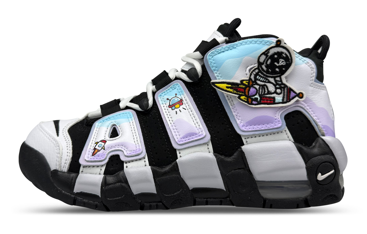 

Детские баскетбольные кроссовки Air More Uptempo Space Journey More Black White Unisex Nike, Space Journey More