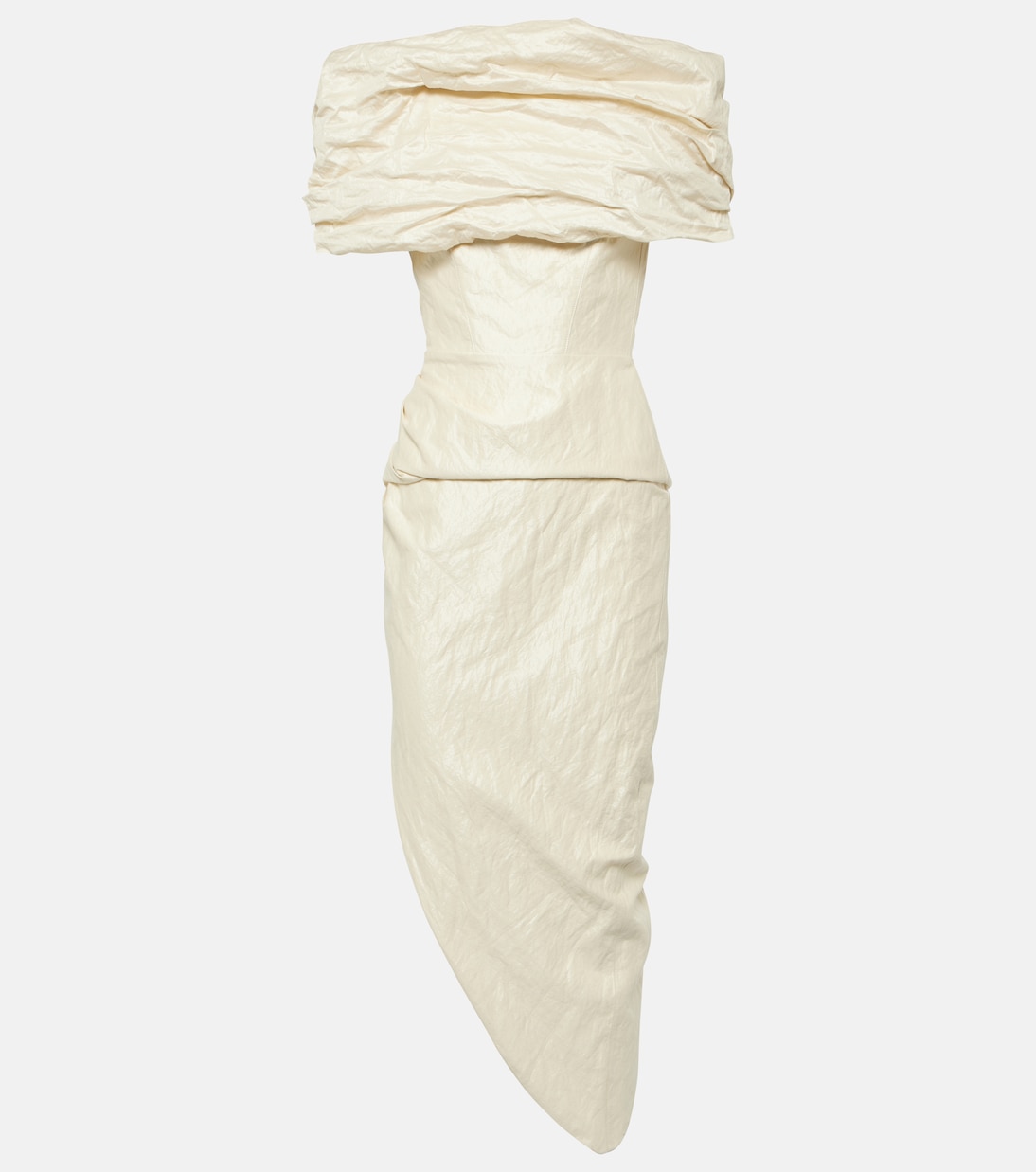 

Платье миди из хлопковой смеси с драпировкой янтарного цвета Maticevski, Pearl Crush